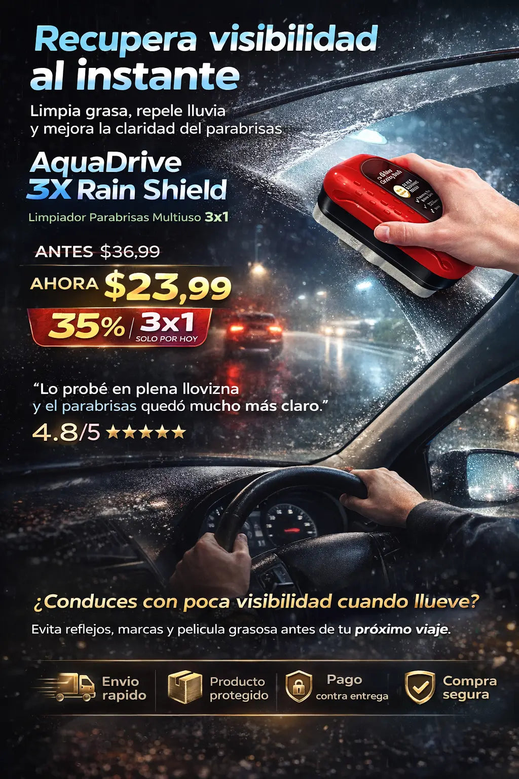 AQUADRIVE3X LIMPIADOR PARABRISAS MULTIUSO 3X1