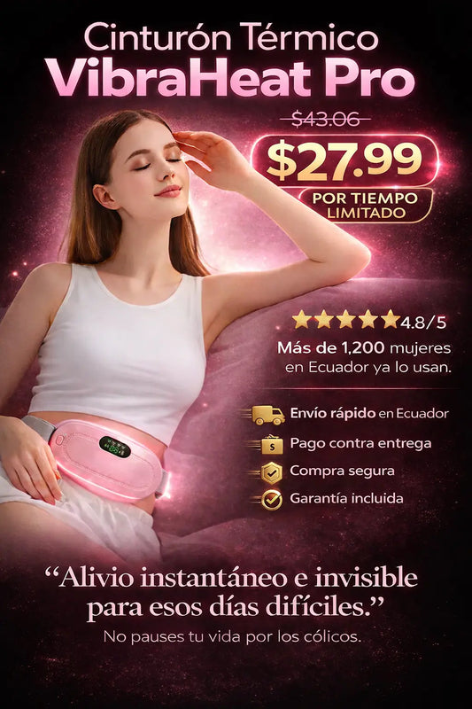 🌺 VIBRAHEATPRO™ | CINTURON TÉRMICO ROSA PARA EL DOLOR MENSTRUAL